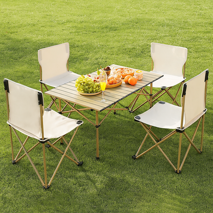 용헌터스 야외 캠핑 의자 테이블 세트 2인 4인 6인 접이식 초경량, 화이트