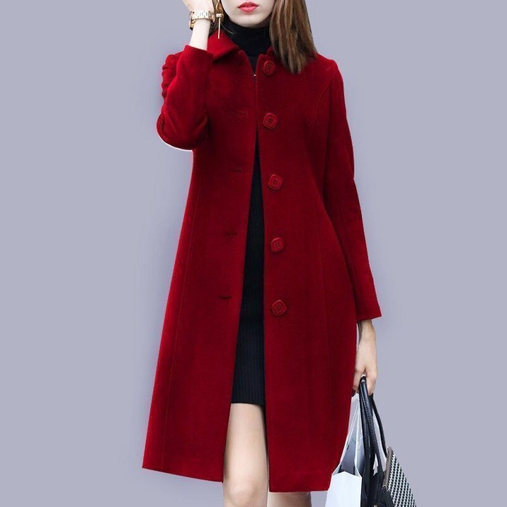 해피유통 여성 하프기장 슬림핏 무지 캐주얼 정장 모직 코트 jh lmy