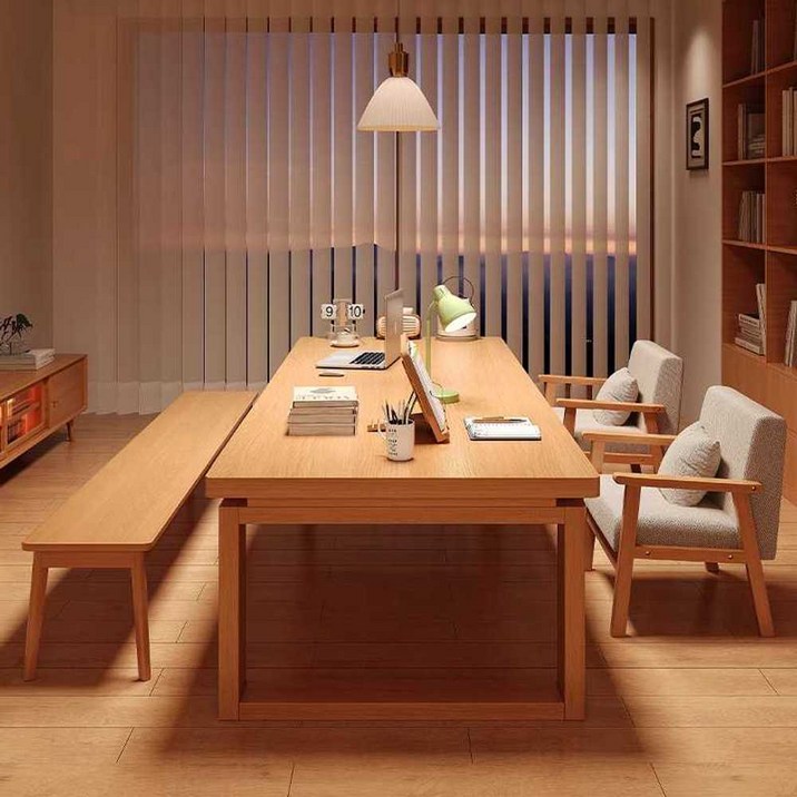 거실가족책상 거실공부책상 원목 테이블 독서 서재 가족 나무색 공부방 제품