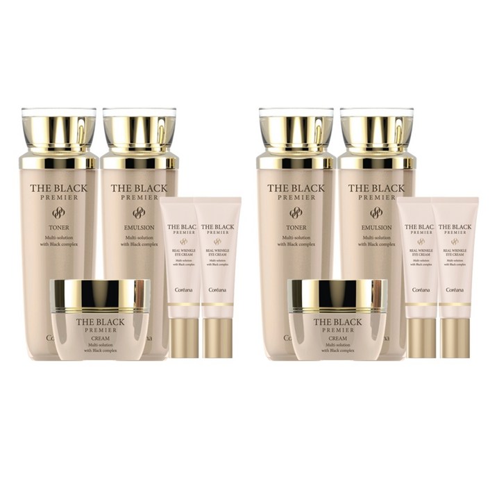 [5종]코리아나 더블랙 프리미어 토너+에멀션+크림+아이크림 2개+쇼핑백, 2세트