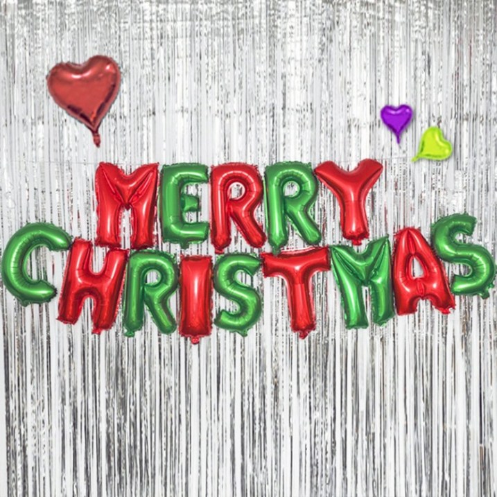 다이소크리스마스풍선 크리스마스 글자 은박 호일 풍선 세트 홈 파티 알파벳 꾸미기 장식 소품
