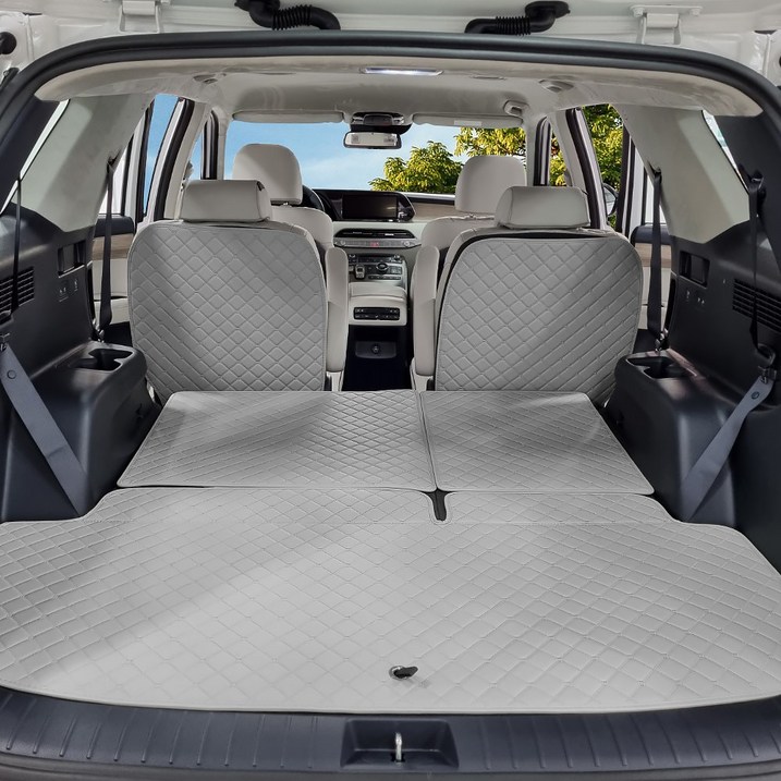 아이빌 현대 팰리세이드 신형퀼팅 4D 자동차 트렁크매트  2열등받이 풀세트, 현대 팰리세이드 7인승 자동폴딩, 블랙골드, 현대