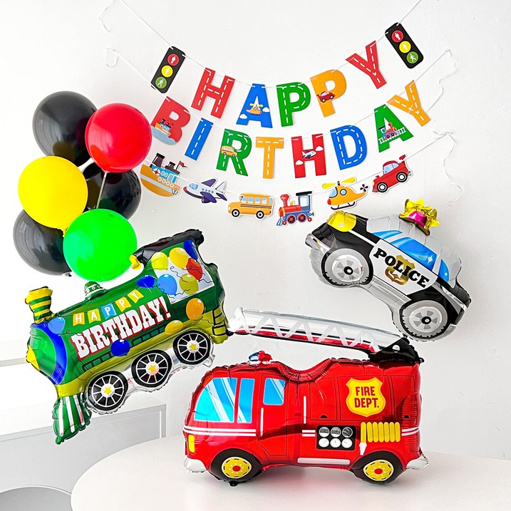 하피블리 자동차 풍선 모음 가랜드 생일 파티 용품 세트, 생일가랜드자동차