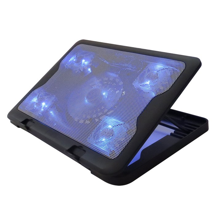 큐닉스 6단 각도조절 5 LED FAN 노트북 쿨링패드 QNC2000, 블루