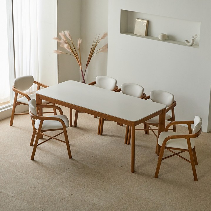 리샘 벨라 세라믹 원목식탁  벨체어 D의자 세트 6인용 방문설치, 월넛, 일반의자 6