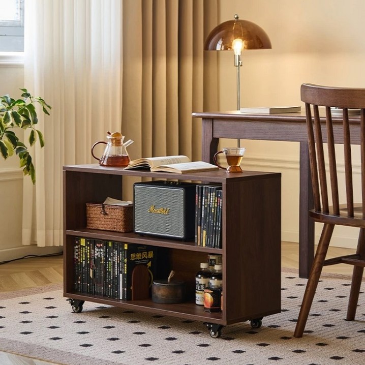 다용도 빈티지 이동식 거실 쇼파 사이드테이블 협탁 빈티지 수납장, 블랙