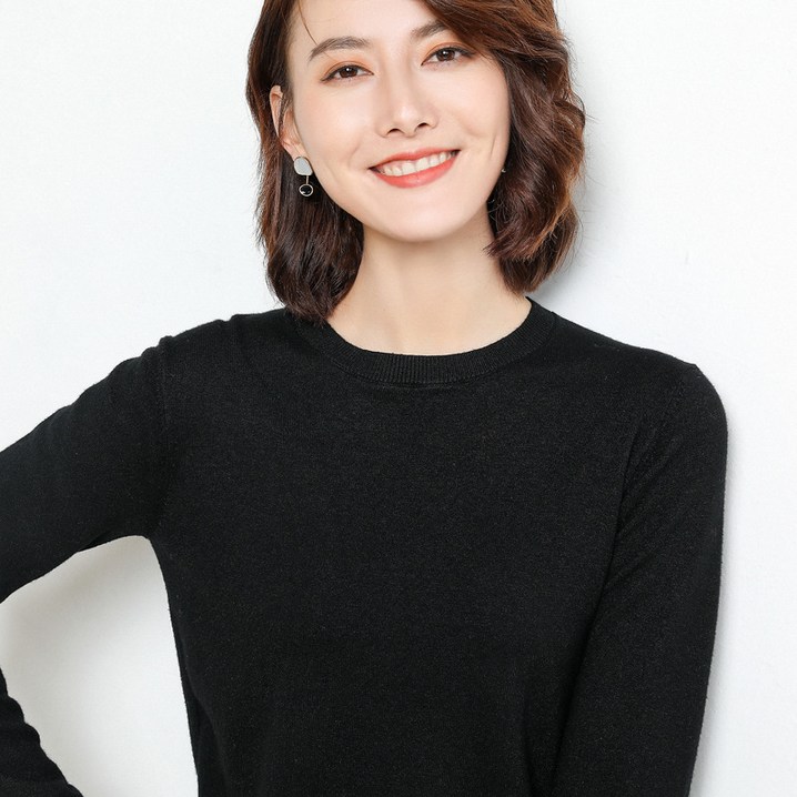 NEW 가을 재생 니트이너 니트여성라운드니트고품질캐시미어100간절기보온이너가을겨울긴팔 니트티여자 이너티워셔블니트캐주얼고탄력부드러운빅사이즈