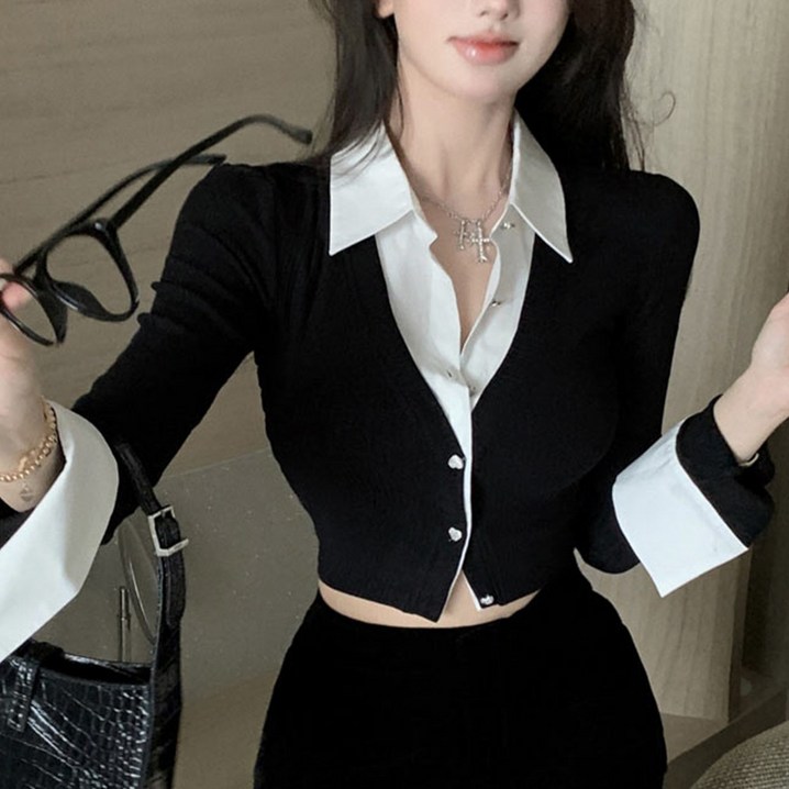 디어로우 제이디 셔츠 레이어드 크롭 가디건 디어로우 제이디 셔츠 레이어드 크롭 가디건