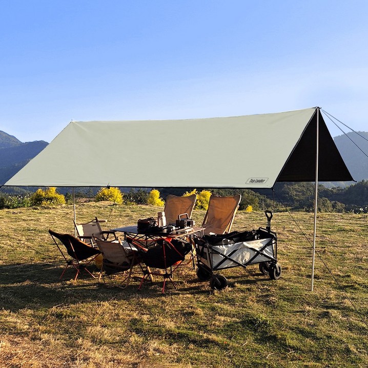 탑 랜더 완벽한 99.99 빛 차단 대형 캠핑 방수 자외선 차단 두꺼운 블랙코팅 타프 렉타 300X500 300X400 300X300, 베이지