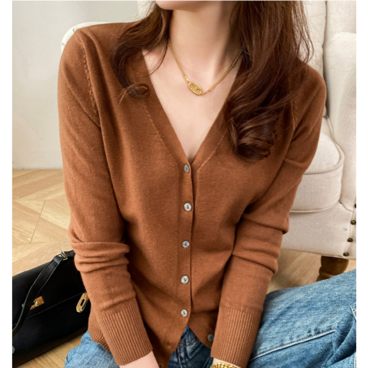 엔젤리크 여성 베이직 데일리 니트 가디건 1P