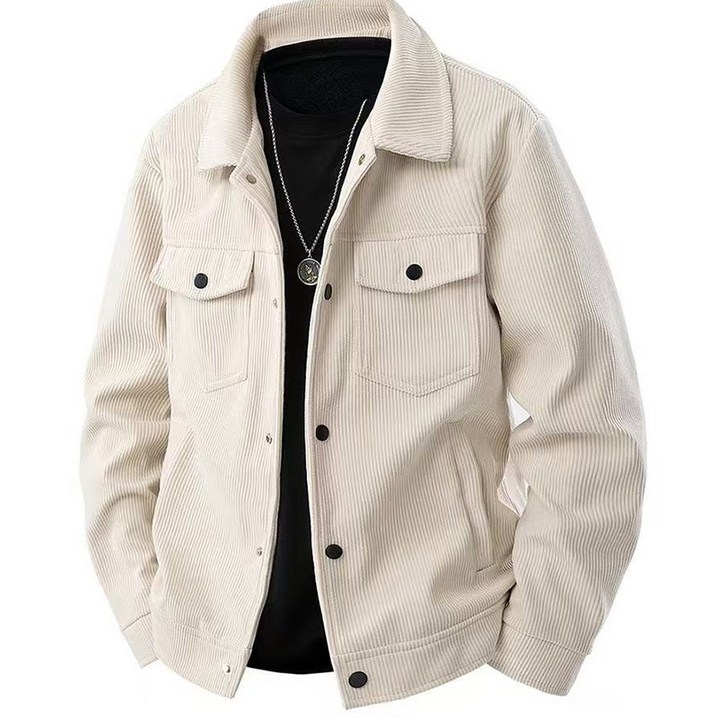 면 재킷 남성 빈티지룩 캐주얼 카고 코트 신상 가을 패션 코듀로이 칼라 톱