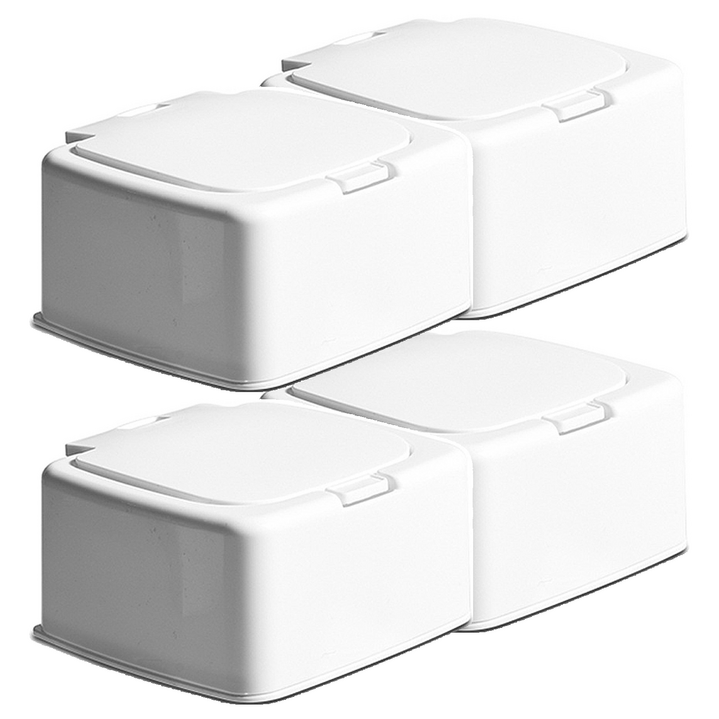 원터치 화장솜 면봉 소품정리함, 화이트, 4개