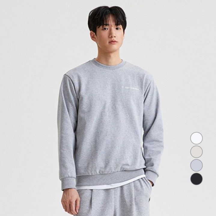 뉴발란스 남성용 유니 에센셜 백로고 맨투맨 세미 오버 핏 NBNCFB0023