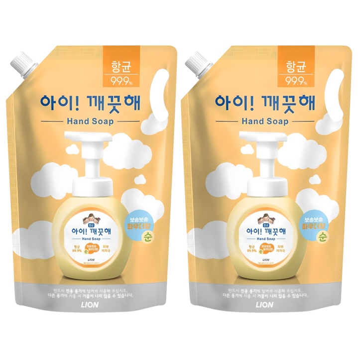 아이깨끗해 폼 핸드솝 순 파우더향 리필, 1.8L, 2개