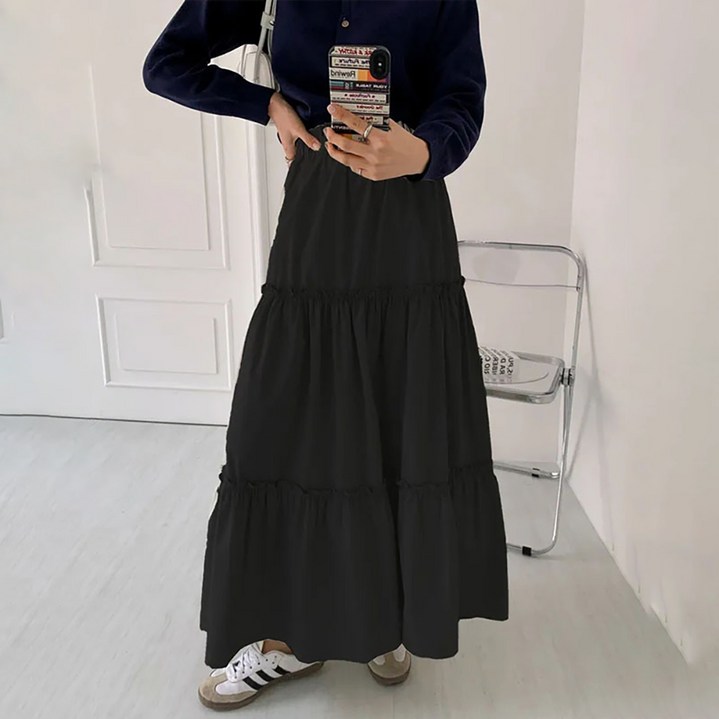 마켓에이 여성용 심플 캉캉 롱 스커트