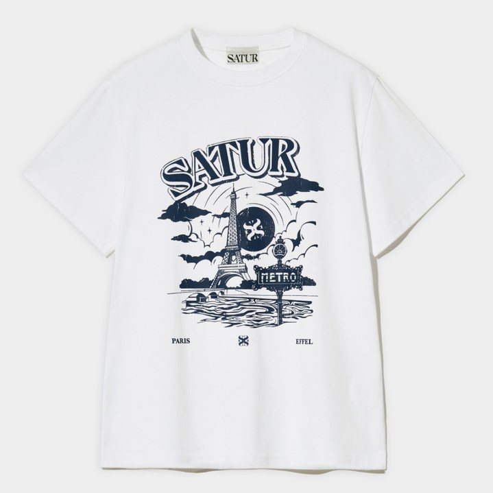 세터 남녀공용 파리 메트로 그래픽 반팔 티셔츠