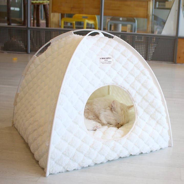 초코펫하우스 고양이 단열 보온 온돌 숨숨집 일반형, 아이보리, 1개