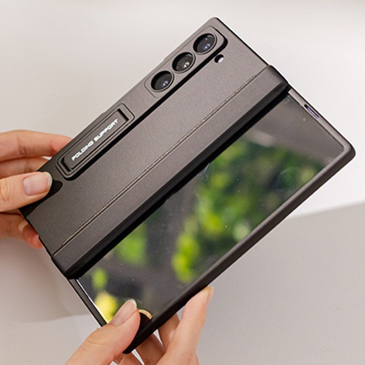 슈퍼쉘 강화유리 힌지 보호 스탠드 자석 케이스