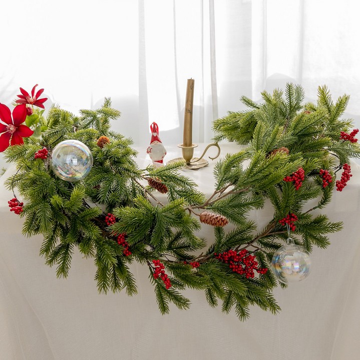 크리스마스 대형 가랜드 트리 리스 솔방울 넝쿨 니들퍼 행잉 갈란드 인테리어 소품 장식 샤르네꽃작업실
