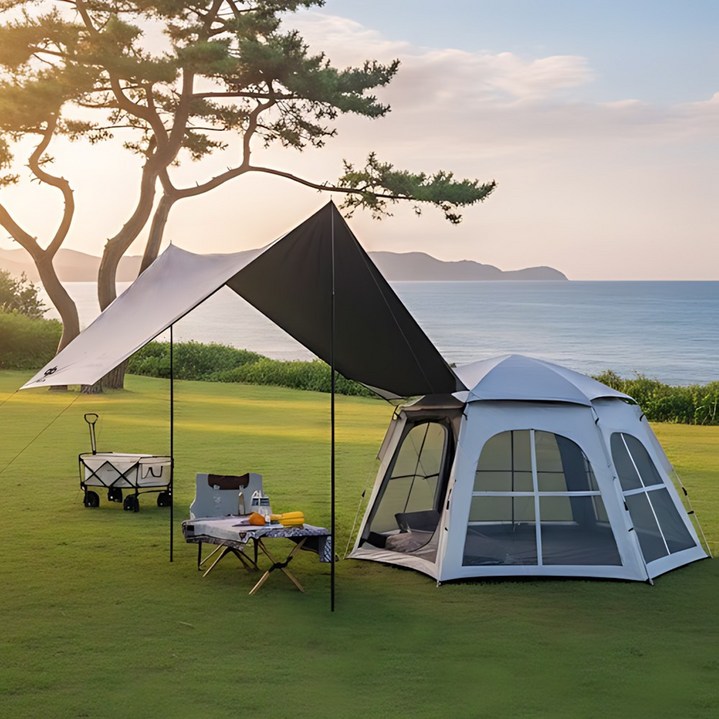 디프 6각대형 원터치 텐트 타프 2240X280X160CM 5-6인용