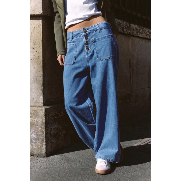 ZARA 자라 쿨롯트 진 Z1975 하이웨이스트 버튼 디테일 연파랑 여성 여름 청바지 데님 팬츠 227654 ZARA 자라 쿨롯트 진 Z1975 하이웨이스트 버튼 디테일 연파랑 여성 여름 청바지 데님 팬츠 227654