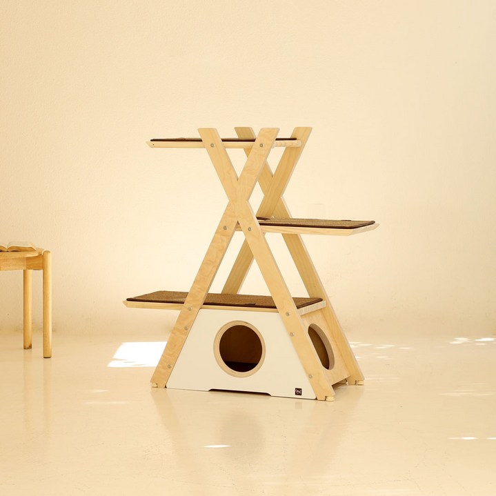 디어캣 미니캣타워 원목 소형 캣타워 먼치킨 X-Line 기본형