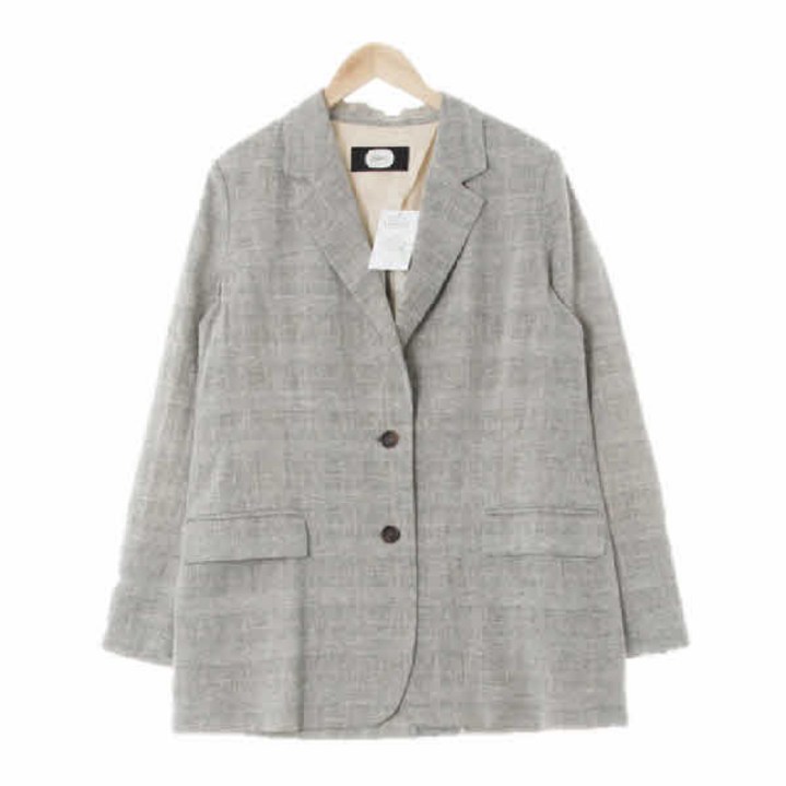 듀엘 1288 그레이 체크 린넨혼방 오버핏싱글블레이저 8594160