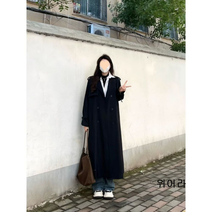 오버핏 빅사이즈 더블버튼 롱 트렌치 코트