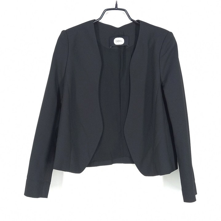 빈티지다온 듀엘 여성 폴리 춘추 8부소매 오픈형 숏자켓 블랙