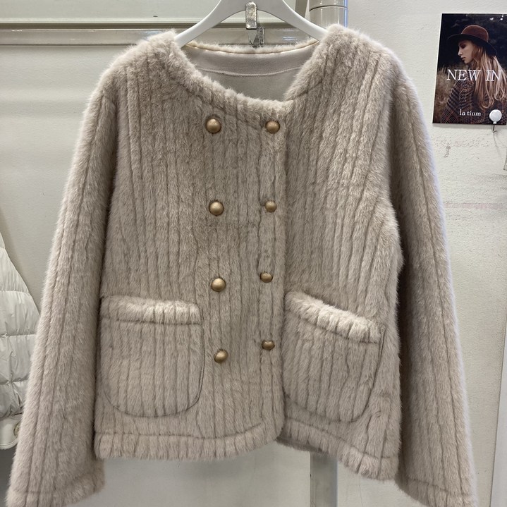 라티움 데스틸 겨울 라운드 인조퍼쟈켓 더블단추 따뜻한 겨울 인조퍼 케쥬얼쟈켓 D2343JK16