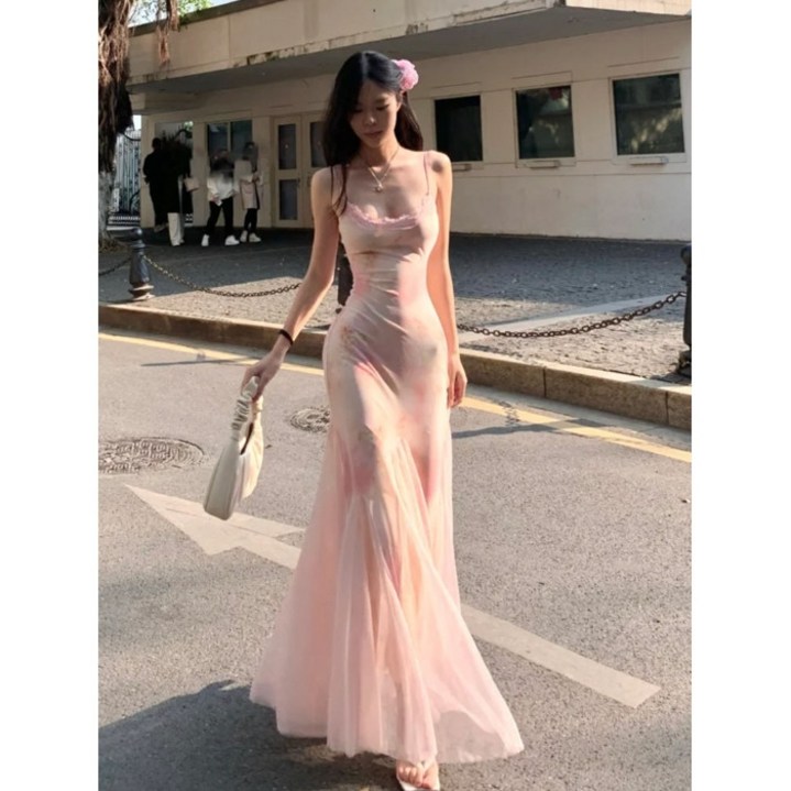 여성 핑크 플라워 원피스 (봄/가을)