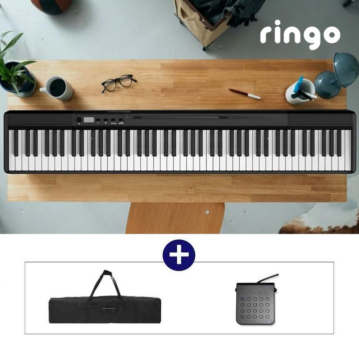 링고 88건반 블루투스 디지털피아노 MR88S 블루투스 스피커 겸용  심플리피아노 어플 호환, 블랙