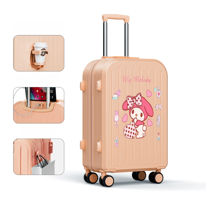 컵홀더캐리어 마이멜로디 시나모롤 기내용 USB 20인치 여행 캐리어