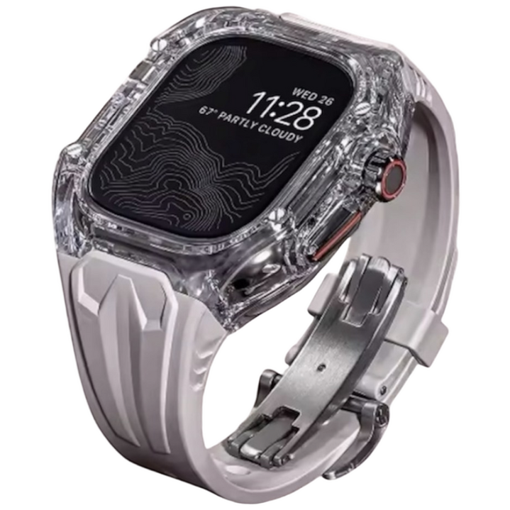 애플워치 호환 일체형 스포츠 44mm 45mm 49mm 울트라 풀커버 케이스 스트랩, 레드