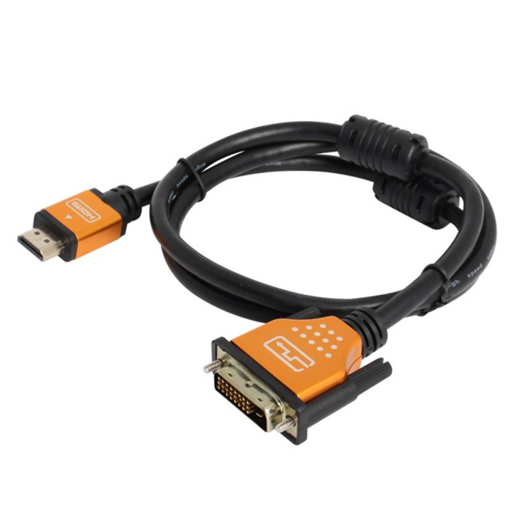 dvi케이블 엠비에프 DVI to HDMI 골드 메탈 케이블 MBF-DMHMG010, 1개, 1m
