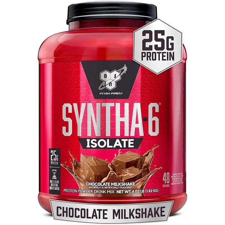 비에스엔 신타-6 아이솔레이트 프로틴 파우더 드링크 믹스 단백질 보충제 초콜릿 밀크쉐이크, 1.82kg, 1개