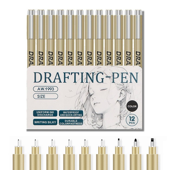 제로앤나인 드로잉 라이너 스케치펜 캘리그라피 잉크펜 12P, 3세트