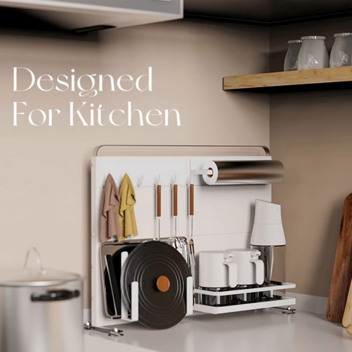 화이트 철제 수납 주방 파티션 디귿 수납장