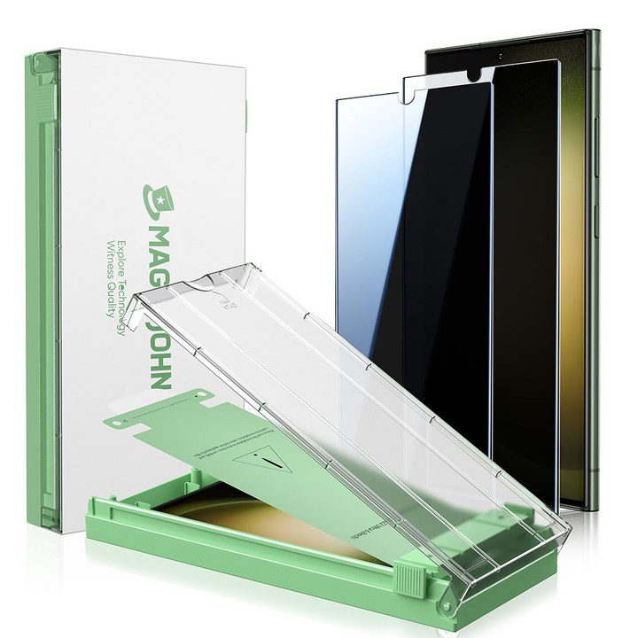 MAGIC JOHN 매직존 갤럭시 사생활보호 자가복원 AR 휴대폰 액정보호필름 강화유리 풀커버부착키트 2매입, 1세트