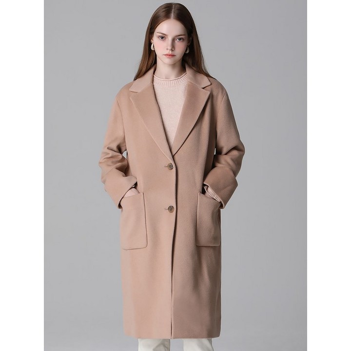 쉬즈미스 울 블렌드 투버튼 롱 코트  택가격 478000원