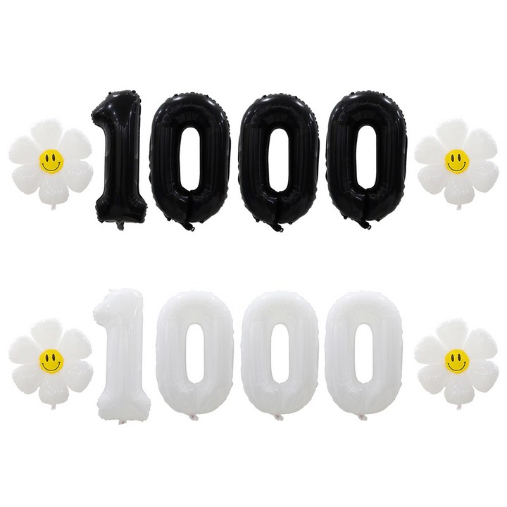 해피쏘굿 1000일 데이지 풍선세트, 화이트숫자세트
