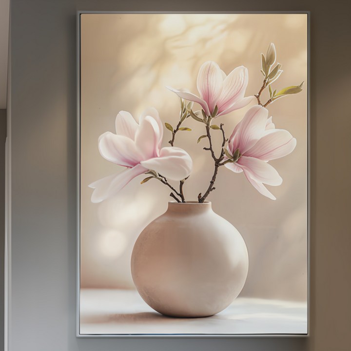 인메이블 복들어오는 목련 달항아리 6종 꽃 그림 힐링 풍수 인테리어 거실 개업 카페 선물 금전운