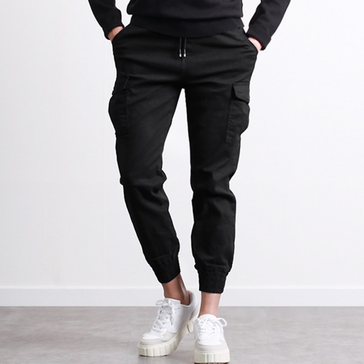 투뎃 남성용 허리밴딩 스판 카고 조거 팬츠