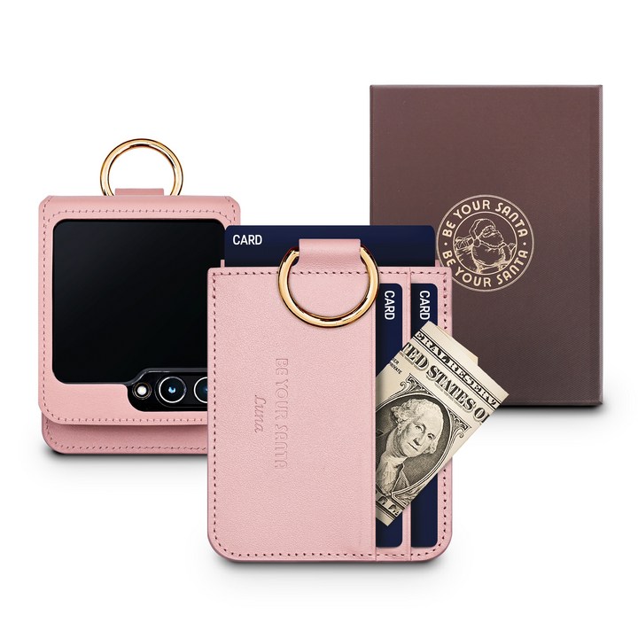 갤럭시 Z플립6 케이스 이태리 천연가죽 힌지보호 카드수납 링 루나케이스, 돌체케이스