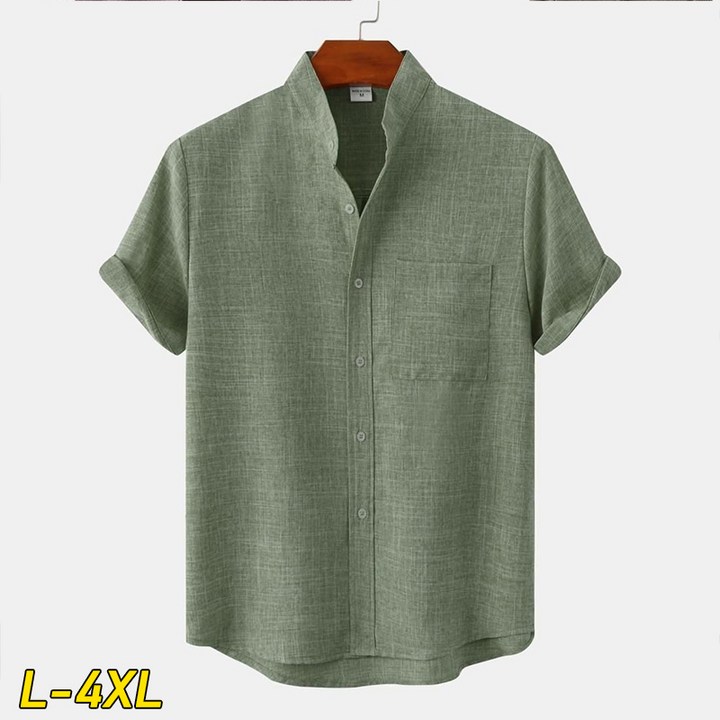 WEIHAN 빅사이즈 남성 린넨 반팔 셔츠 루즈핏 여름 면 마 남방 데일리룩