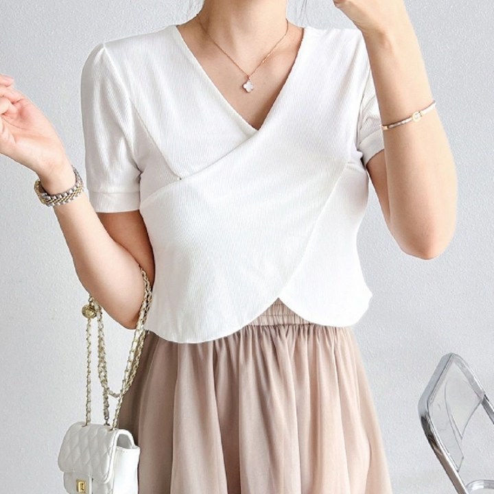 OS 브이넥 쉬폰 세트