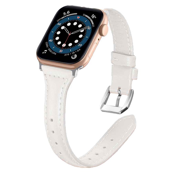 디지지 애플워치 호환 슬림 가죽스트랩, 화이트