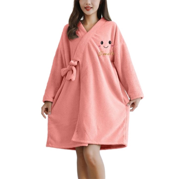 소니오 스트랩 스마일 잠옷 샤워 가운 ONE SIZE, 01 핑크 긴팔, 1개