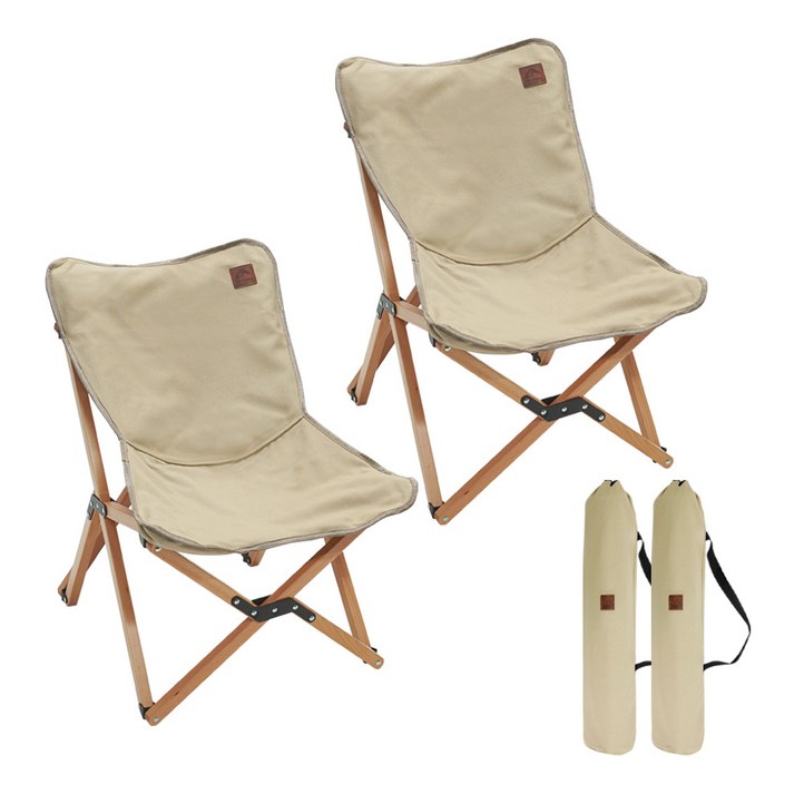 아이두젠 마일드 우드 접이식 캠핑 캔버스 체어, 베이지, 2개