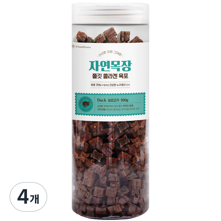 자연목장 강아지 쫄깃 콜라겐 육포, 4개, 오리고기, 500g